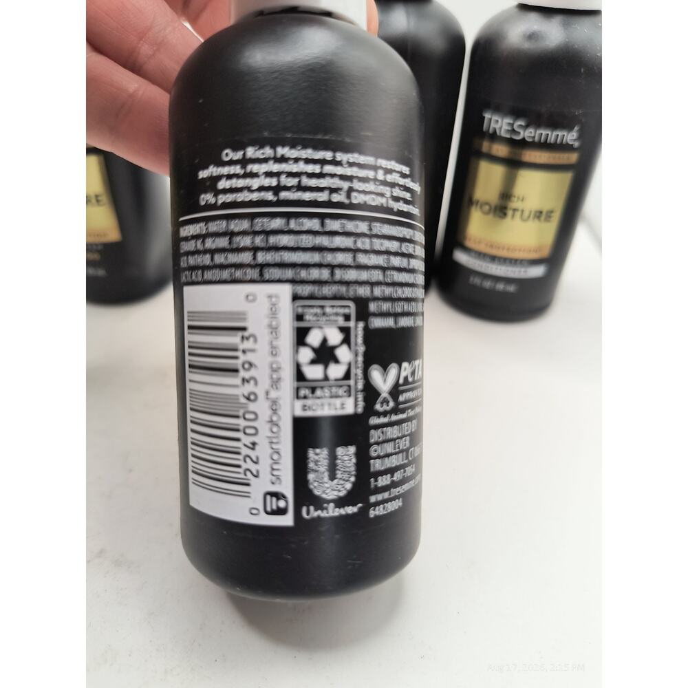 6 TRESemme MOISTURE RICH Shampoo & Conditioner for Hair Travel Size Combo 3 oz - Picture 7 of 8
